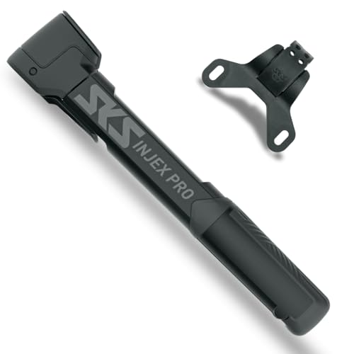 SKS GERMANY INJEX PRO Minipumpe (Fahrradpumpe für Unterwegs, Ergonomischer T-Griff, Optimierte Handhabung, Platzsparende Befestigung, MV Easy-Kopf für alle Ventile), Schwarz