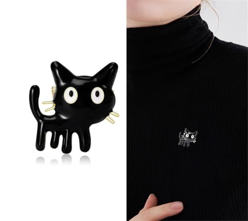 Image of Lovely Enamel Cat Brooch Black Pet Animal Badge Party Casual Brooch Collar Pin Lapel Pin Decorative Brooch Jewelry Gift