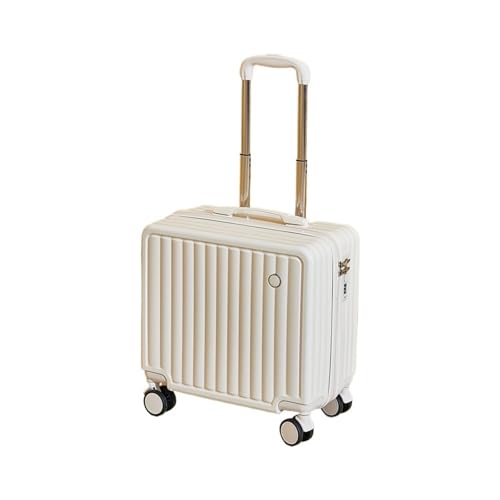 18 Inches Travel Luggage Airline Cute Suitcase Password Box Silent Wheel Lightweight Chassis Mounted Universal(WHITE)