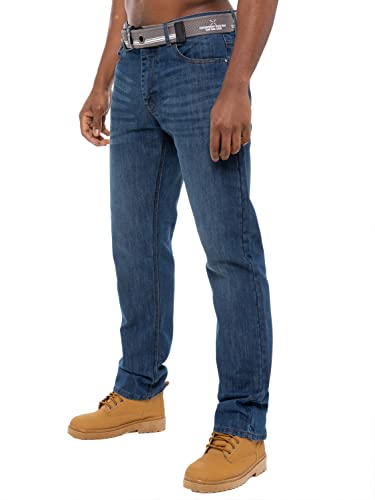 Photo de Ze ENZO Jean Coupe régulière en Toutes Tailles pour Homme (Bleu, 44W / 32L)