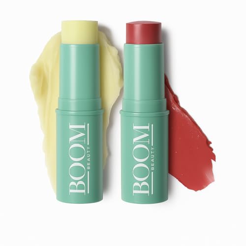 Boomstick GLO ® + Boomstick Rose Nude ® - Buildable Lip & Cheek Tint Makeup Sticks, Moisturizer Stick & Soft Rosy Blush - BOOM! by Cindy Joseph Cosmetics