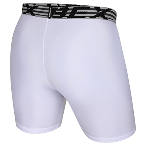 Ibex Athletic Youth Compression Shorts With Protective Cup - Youth Cup Underwear With Cup, Boys Compression Shorts - Y Small White #TOP2