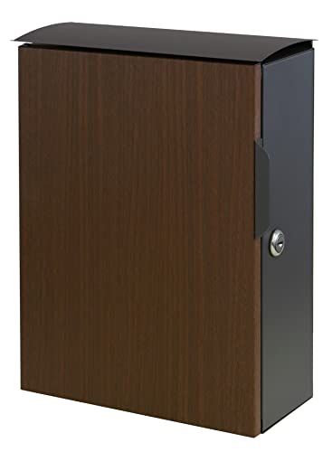 MOJYU 壁掛けポスト Piera ダークグレー/ブラウン木目 WM-073 ポスト 郵便ポスト メールボックス おしゃれ 郵便受け 宅配ボックス 北欧風 鍵付き 壁掛け 壁付け 玄関 家庭用