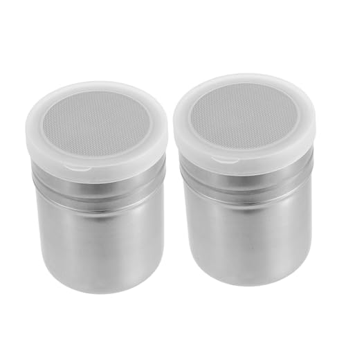 Ciieeo 2pcs Stainless Steel Powdered Sugar Duster with Lid Fine Mesh Shaker for Baking Flour Coffee Multipurpose Seasoning Dispenser for Precise Control and Efficient Sprinkling