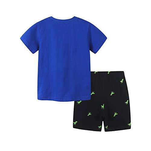 Image of Boys Summer Short Sets Outfits Cotton Casual Crewneck Short Sleeve Shirt Shorts Playwear Clothes Sets 2-7Y