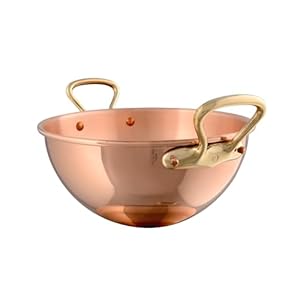 Mauviel M’Passion Copper Egg White Beating Bowl With Brass Handle, 5-qt, Made in France