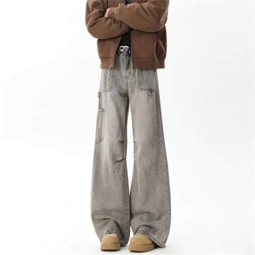 Men Streetwear Distressed Pleated Baggy Cargo Jeans Pants Vintage Clothes Long Trousers4