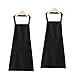 DXIA 2 piezas Delantal de Cocina, Delantal con Correa para el Cuello Ajustable y 2 Bolsillos, Barbacoa de Calidad Profesional Delantal, para Hornear, Jardinería, Restaurante, Barbacoa (Negro)