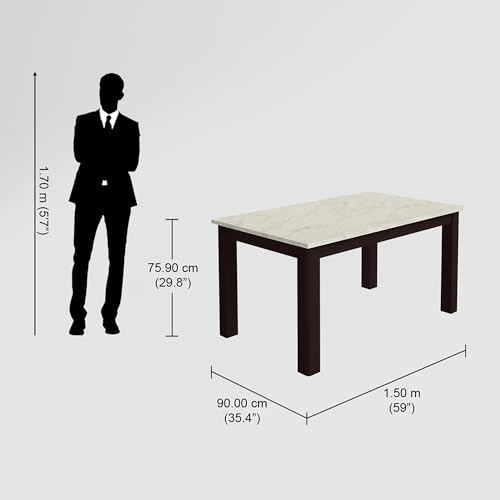 Image of Godrej Interio Allure 6-Seater Rubber Wood Rectangular Dining Table (1-Year Warranty, Brownish Black)