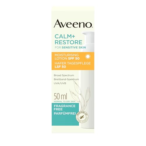 Aveeno CALM+RESTORE Oat Day Cream SPF 50 (50 ml), Broad Spectrum ...