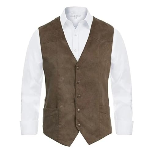Men's Vintage Suit Vest Formal Business Slim Fit V-Neck Pocket Single Breasted Work Top3
