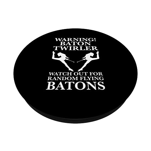 warning! baton twirler watch out Gymnastic PopSockets Swappable PopGrip, Black - Image 2