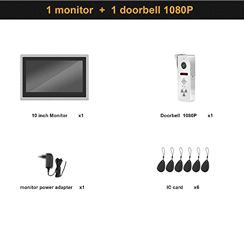 Campanello Video citofono WiFi 10 Pollici Videocitofono IP Wireless Telecamera Campanello 1080P con rilevamento