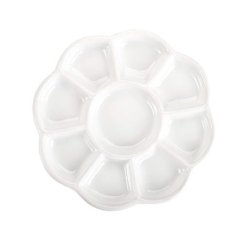 LSYXOS Ceramic Paint Palette,Porcelain Paint Palette,9-Well Watercolor Palette,Gouache Palette,Paint Mixing Palette for Watercolor Painting Palette Acrylic Painting