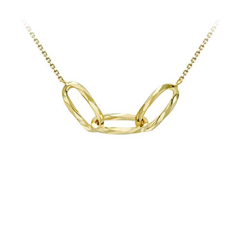 Collier ovales liés diamantés or jaune 9ct bijou ajustable 43-46cm pour femme