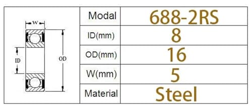 Roulements rigides à billes 688-2RS de haute précision pour modélisme R/C - 2