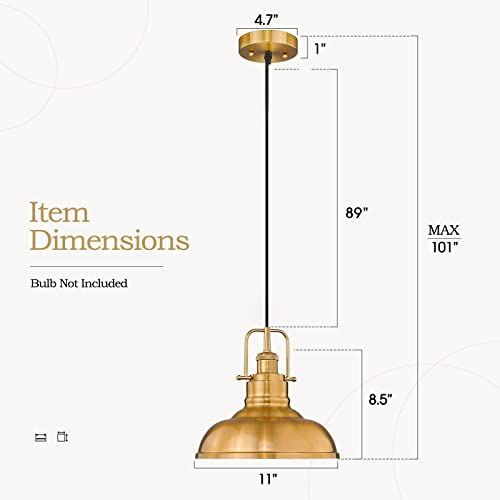 Image of zeyu Farmhouse Pendant Lighting for Kitchen Island, 1-Light Industrial Hanging Pendant Light with Metal Dome Shade, Gold Finish, 016-1 BG