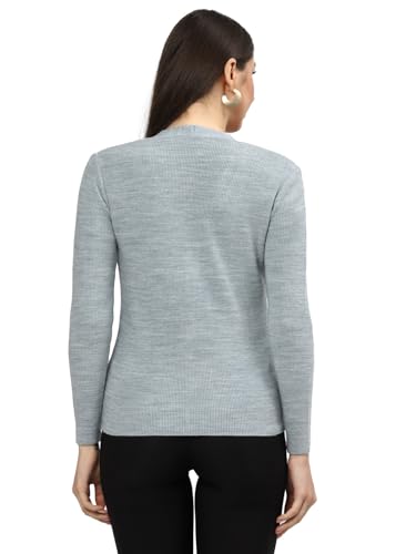 Image of Kalt Women Full Sleeves V-Neck Design Acrylic Cardigan Sweater