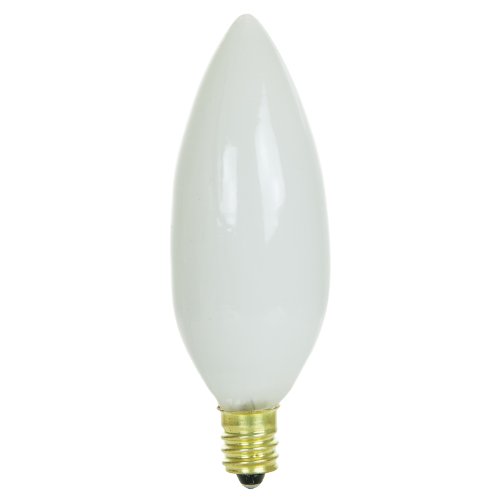 Sunlite 40CTW/32 Incandescent 40-Watt, Candelabra Based, Chandelier Bulb, Torpedo Tip, White