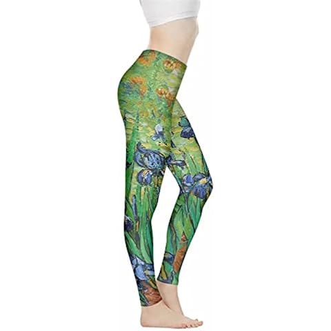Xhuibop Vincent Van Gogh Irises Workout Leggings for Women Plus Size XXX Large Yoga Tights Tummy Control Gym Trousers Butt Lifting Sports Trousers Long Length Cover