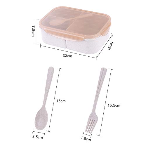 Ajcoflt Merendeira Grelha de Trigo Grande capacidade Três Grades Bento Box Canteen Merendeira para C