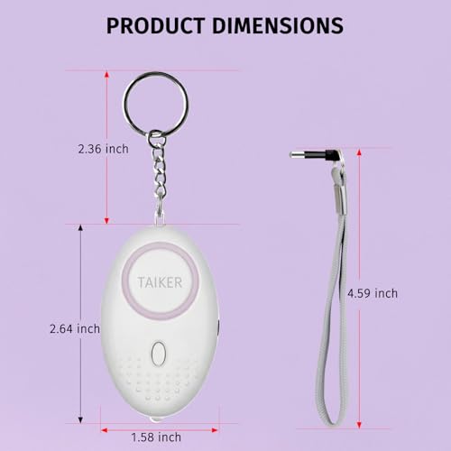 Image of Personal Alarm for Women 140DB Emergency Self-Defense Security Alarm Keychain with LED Light for Women Kids and Elders-2 Pack (Aqua Marine & White)