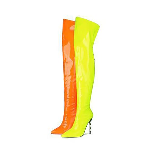 Image of Thigh high boots for women striped Back zipper Burgundy Zebra Print Over the knee Sexy gold white pointed toe Cow Print leopard Magenta stiletto heel