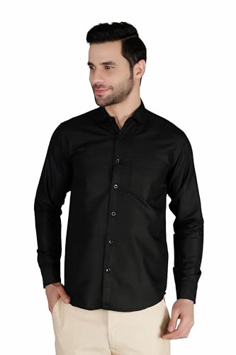 Image of Mens Slim fit Solid Casual Cotton Shirt with Spread Collar and Full Sleeves || Suitable for Office wear