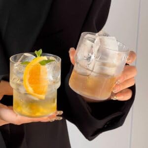 Image of PrimeWorld Vintage High Borosilicate Roostertail Drinking Glass Set of 6-300ml | Freeze-Safe, Dishwasher Safe, Hot & Cold Glassware | Premium Transparent Cups for Coffee, Tea, Juice & Daily Use