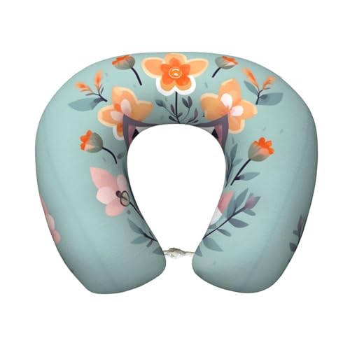 Almohada de Viaje con Diseño de Zorro y Flores