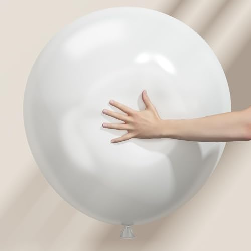 Image of Pearl White Balloons 18 Inch, 12 PCS Extra Large Pearl Balloon Cream Clear Latex Balloons for Arch, Big Cream Balloon for Women White Birthday Wedding Bridal Shower Anniversary Party Decoration