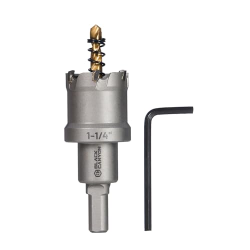 BLACK CANYON 1-1/4" Carbide Hole Saw, Doubling as Hole Saw & Drill bit with 3-Flat Shank and YG10X Carbide Cutter Head. Ideal for Stainless Steel, Aluminum, Carbon Steel