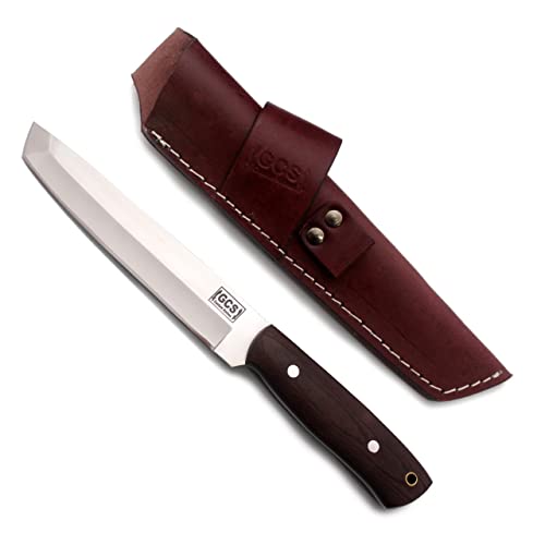 GCS Handmade Micarta Handle D2 Tool Steel Tactical knife Hunting Knife Camp Knife with leather sheath Full tang blade designed for Hunting & EDC GCS 503 - GCS Knives