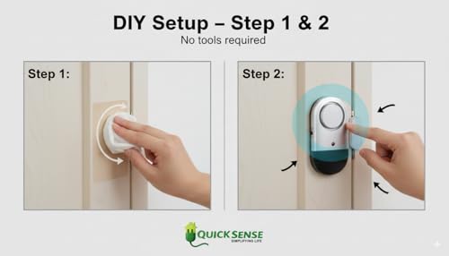 Image of Quick Sense | 120 dB Loud Door and Window Open Alarm Sensor | Wireless Safety Alarm for Kids, Dementia Patients | Home, Pool, Cabinet, Business Security | Easy Installation | Pack of 1
