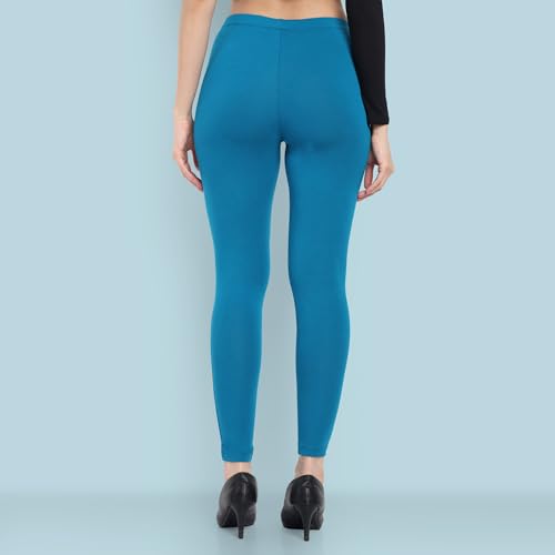 Image of ONE SKY Women Full Length Leggings | Cotton Modal Spandex Blend | High Waist Stretchable & Bio-Washed Fabric | Colour-Lock Technology | Comfortable Leggings for Women