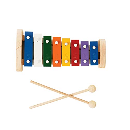 Professional Colorful Wooden Soprano Glockenspiel Xylophone With 8 Metal Keys For Adults & Kids - Includes 2 Wooden Beaters #TOP3