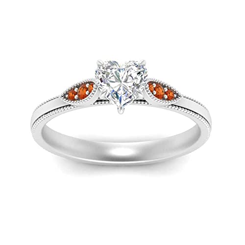 Image of Choose Your Gemstone Milgrain Simple Diamond CZ Ring Sterling Silver Heart Shape Milgrain Engagement Rings Everyday Jewelry Wedding Jewelry Handmade Gifts for Wife US Size 4 to 12