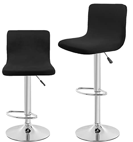 SONNACH Velvet Bar Stool Seat Covers, Square Barstool Covers Slipcovers,Counter Height Chair Covers (2, Black)