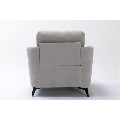 Sillón moderno gris con cojín capitoné y patas negras miniatura 4