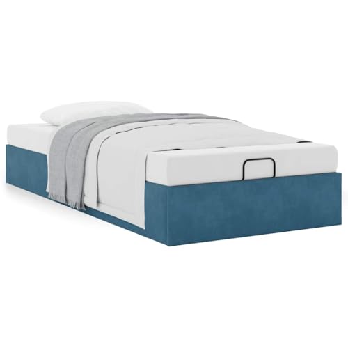 Amorsee Canapé Abatible 100 x 200 cm, Cama Canape 100 x 200 cm, Cama Tapizada 100 x 200 cm, Cama Individual Crema Azul Oscuro