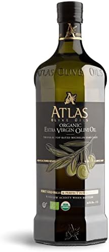 Atlas 1 LT Cold Press Extra Virgin Olive Oil in Glass Bottle, Polyphenol Rich from Morocco | Newly Harvested Unprocessed from One Single Family Farm | Moroccan Organic EVOO Trusted by Award-Winning Chefs