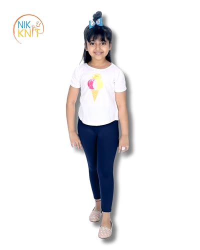 Image of NIK & KNIT Premium Stretchable Plain Leggings for Girls /Kids | Combo Bottom Wear (Top /T-Shirt NOT Included)