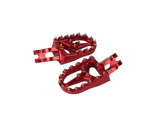 Pédales Repose-Pieds Moto en Aluminium Billette Rouge Haute Finition