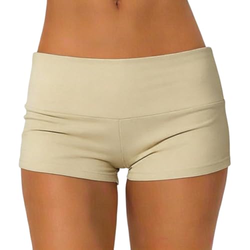 Image of Women Fold Over Mini Shorts Y2K Lounge Pajama Bottoms Low Rise Booty Shorts