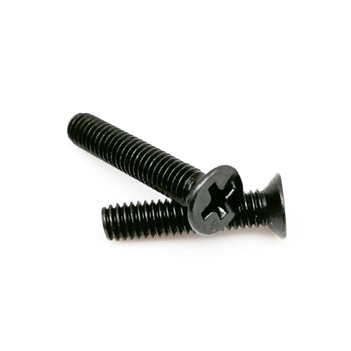 50x M1.2 M1.4 M1.6 M2 M2.5 M3 M3.5 M4 マイクロ スモール ブラック 304 ステンレス クロス クロス フラット 皿頭 ネジ ボルト(Black carbon steel,25mm,M3.5)