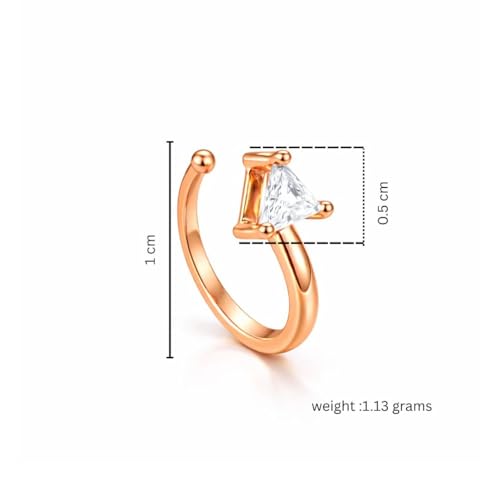 Image of Nilu's Collection Rose Gold American Diamond Non Piercing Nose Pin for Women | Elegant Flower Nose Stud | Minimal Clip-On Nose pin | Anti-Allergy | Anti-Tarnish | Office Wear | Daily Wear | office Wear | Non Piercing