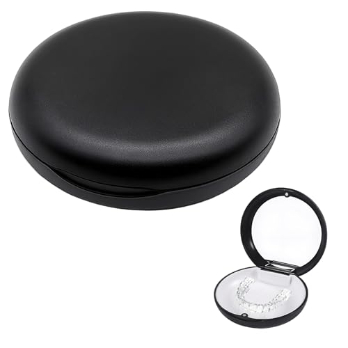 Horktrust Caja Férula Dental, Estuche de Almacenamiento Protector para Alineadores Dentales y Aparatos de Ortodoncia, Funda Compacta y Resistante con Diseño Práctico, Color Negro