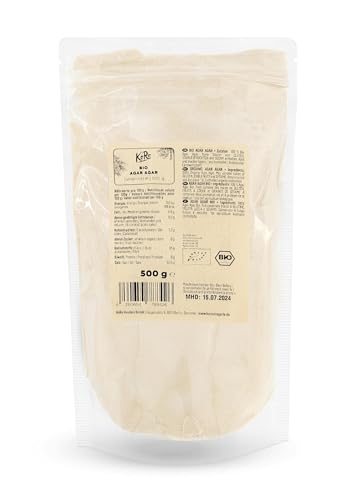 KoRo - Agar Agar bio 500 g - Pur végétal - Parfait pour épaissir et gélifier - Alternative à la gélatine - Extrait d'algues