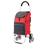 Carretilla de Mano Plegable Carro doméstico Plegable con Ruedas for Subir escaleras y Hacer Compras Camión Apto para escaleras.(Red)