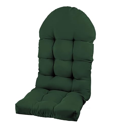 Image of Adirondack Chair Cushion, Rocking Chair Cushion 44x19.4x4 inch, High Back Patio Cushions of Upper and Lower with Ties, Sunscreen and Fade-Resistant (Dark Green, 1)